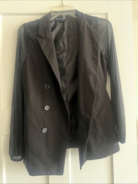 Black Mesh Sleeve Blazer